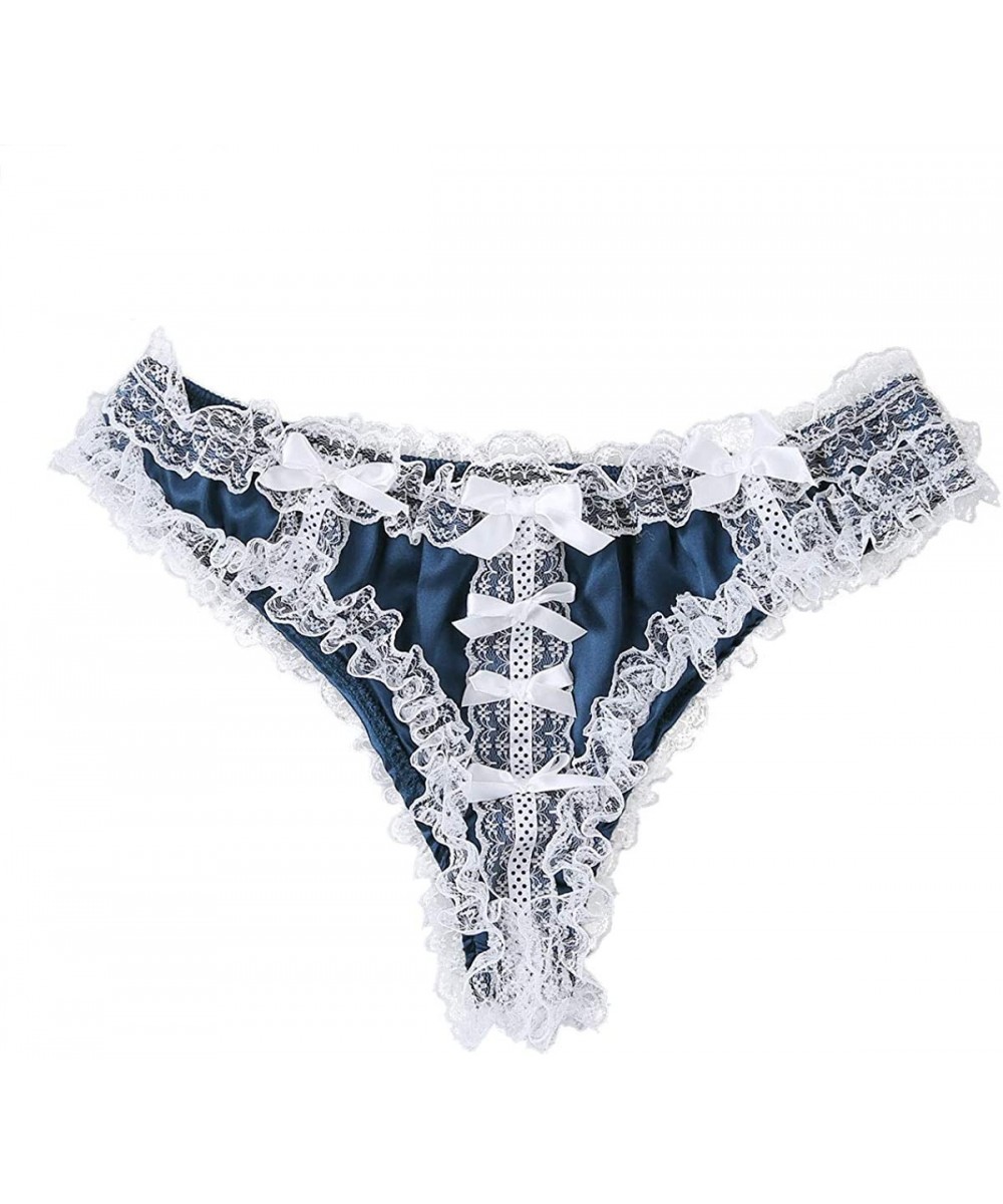 Men S Frilly Ruffled Satin Floral Lace Bikini Briefs Sissy Panties