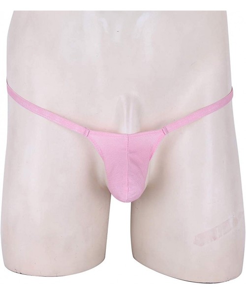 G-Strings & Thongs Men's Sexy Low Rise Bulge Pouch Backless G-String Thong T-Back String Jockstrap Underwear - Pink - CT18UMM...