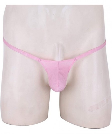 G-Strings & Thongs Men's Sexy Low Rise Bulge Pouch Backless G-String Thong T-Back String Jockstrap Underwear - Pink - CT18UMM...