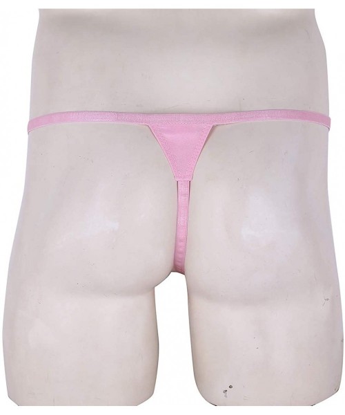 G-Strings & Thongs Men's Sexy Low Rise Bulge Pouch Backless G-String Thong T-Back String Jockstrap Underwear - Pink - CT18UMM...