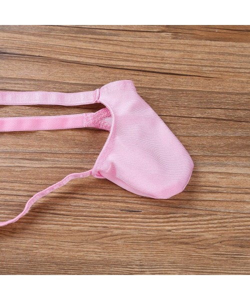 G-Strings & Thongs Men's Sexy Low Rise Bulge Pouch Backless G-String Thong T-Back String Jockstrap Underwear - Pink - CT18UMM...