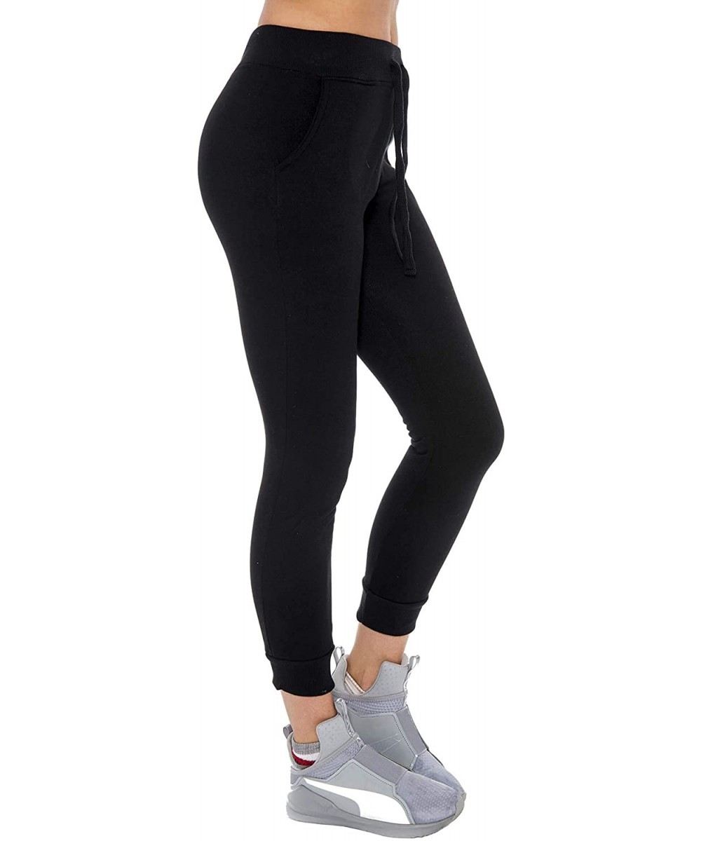 Bottoms Women's Sweatpants with Pockets Active Yoga Pants Fleece Joggers Workout Sweats - Black - C518ARMMGXK