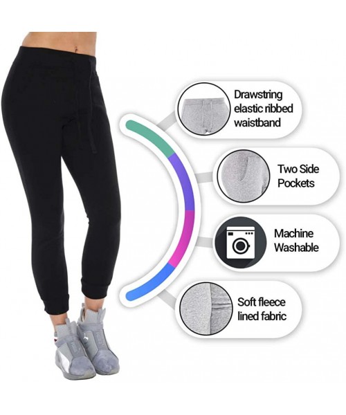 Bottoms Women's Sweatpants with Pockets Active Yoga Pants Fleece Joggers Workout Sweats - Black - C518ARMMGXK