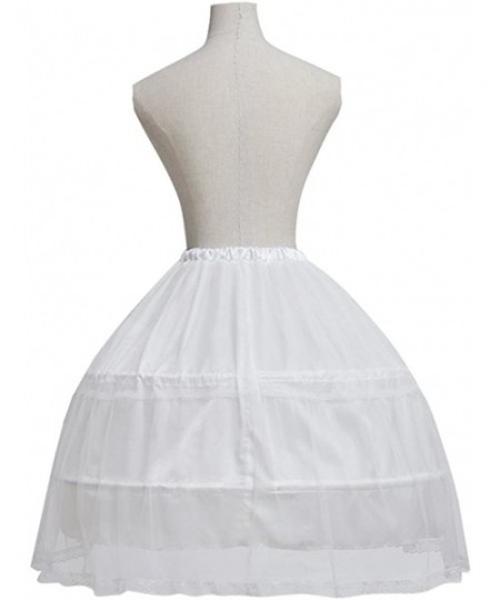 Slips Women Girls Petticoat Underskirt Crinoline Lace Ruffle Pannier Hoops Long - White(2 Hoops) - CO188ZG6OC6