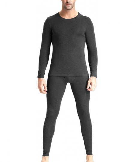 Thermal Underwear Men's 2 PC Ultra Soft Long Johns Thermal Underwear Top and Bottom Set - Charcoal - C618EYR0O6Z