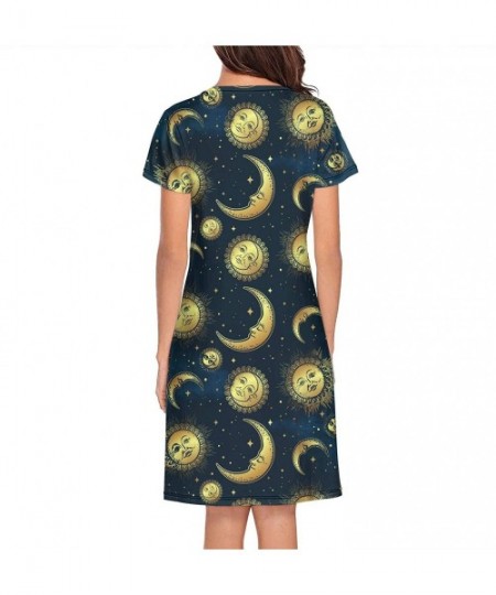 Nightgowns & Sleepshirts Women's Girls Crazy Nightgowns Nightdress Short Sleeve Sleepwear Cute Sleepdress - Gold Celestial Bo...