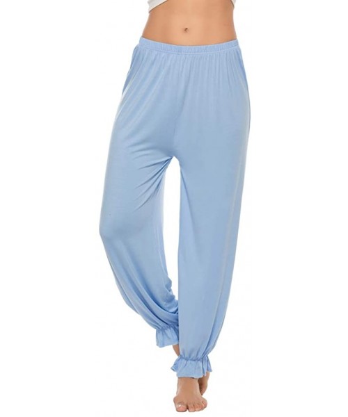 Bottoms Women's Ruffle Hem Lounge Pajama Pants - Sky Blue - C41945IYA9N