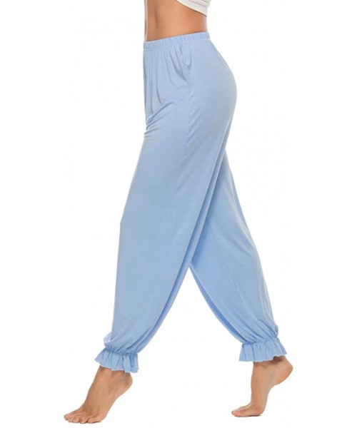 Bottoms Women's Ruffle Hem Lounge Pajama Pants - Sky Blue - C41945IYA9N