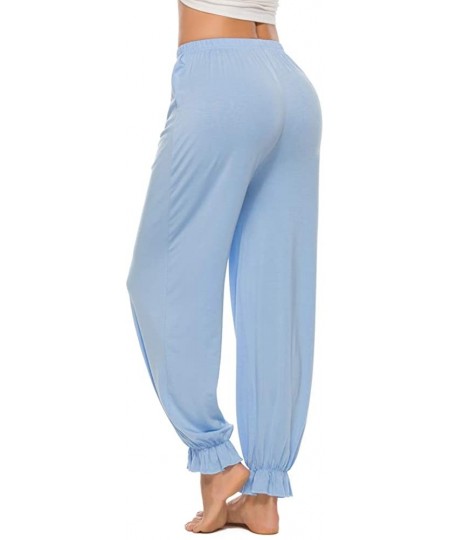 Bottoms Women's Ruffle Hem Lounge Pajama Pants - Sky Blue - C41945IYA9N