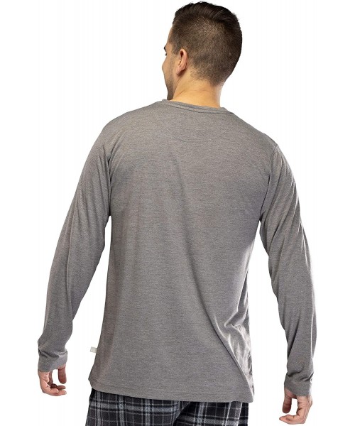 Sleep Sets Mens Knit Long Sleeve V-Neck Shirt - Grey Heather - CW192XZEIGT