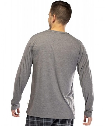 Sleep Sets Mens Knit Long Sleeve V-Neck Shirt - Grey Heather - CW192XZEIGT