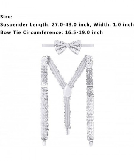 Garters & Garter Belts Women's Adjustable Braces Elastic Y Shape Suspenders Shoulder Strap with Bow Tie Set - Silver - C918A5...