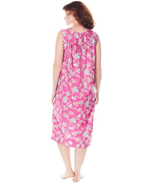 Nightgowns & Sleepshirts Women's Plus Size Sleeveless Print Lounger Nightgown - Rich Violet Rose (0863) - CA19CXT7SXK