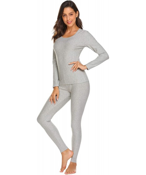 Thermal Underwear Thermal Underwear Long Fleece Lined Winter Base Layering Set for Women - L.grey Textile_6857 - CA18H0735A3