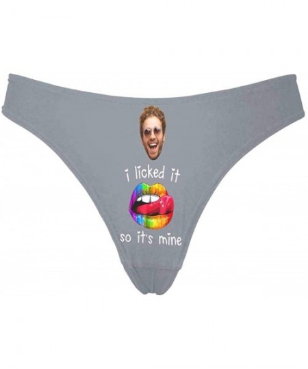 Panties Custom Women's Comfort Underwear Thong Panty with Photo Face I Licked It So It's Mine Red - Multi 11 - CW198DHENOU