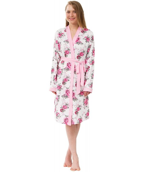 Robes Women's Knit Robe- Jersey Robe- Stretch Jersey Robes - Floral 2 - CN18OHZWEI0