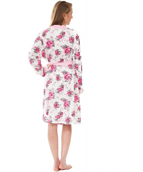 Robes Women's Knit Robe- Jersey Robe- Stretch Jersey Robes - Floral 2 - CN18OHZWEI0