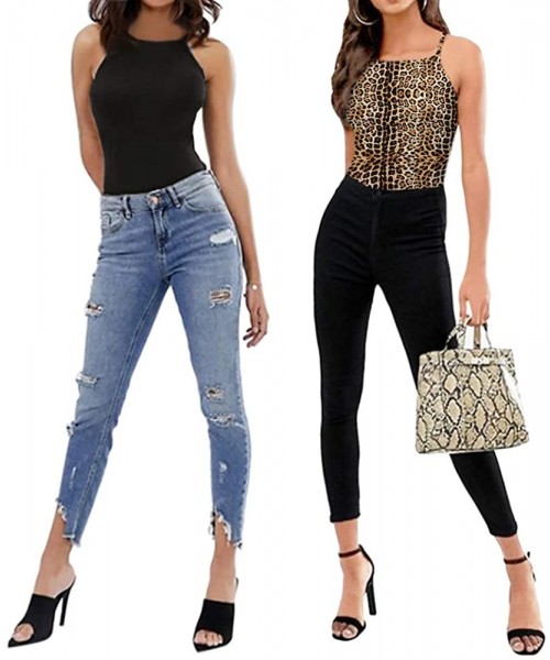 Shapewear Women's Scoop Neck/V Neck/Halter Racerback Tank Top Bodysuits Jumpsuits - Z1 3leopard - C4196XUMAOY