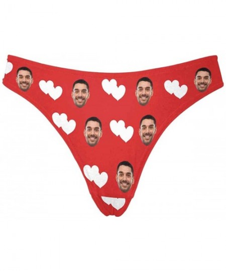 Panties Custom Women's Faces Thong White Funny Photo Customization Underwear Panties Briefs - Heart Red - CU19CAL6E5Q