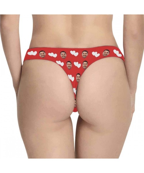 Panties Custom Women's Faces Thong White Funny Photo Customization Underwear Panties Briefs - Heart Red - CU19CAL6E5Q