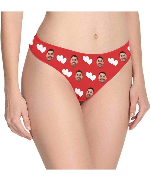 Panties Custom Women's Faces Thong White Funny Photo Customization Underwear Panties Briefs - Heart Red - CU19CAL6E5Q