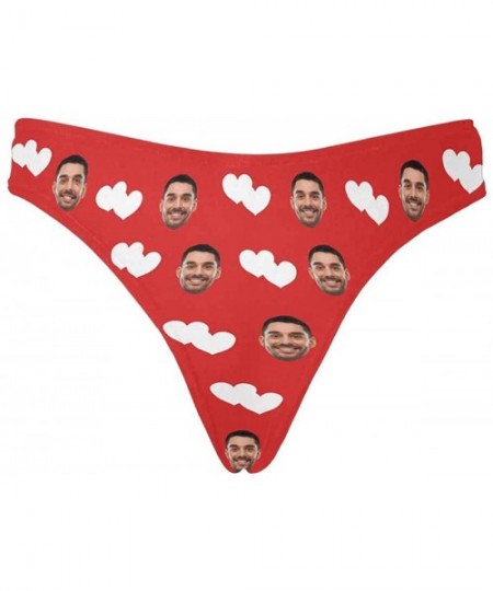 Panties Custom Women's Faces Thong White Funny Photo Customization Underwear Panties Briefs - Heart Red - CU19CAL6E5Q