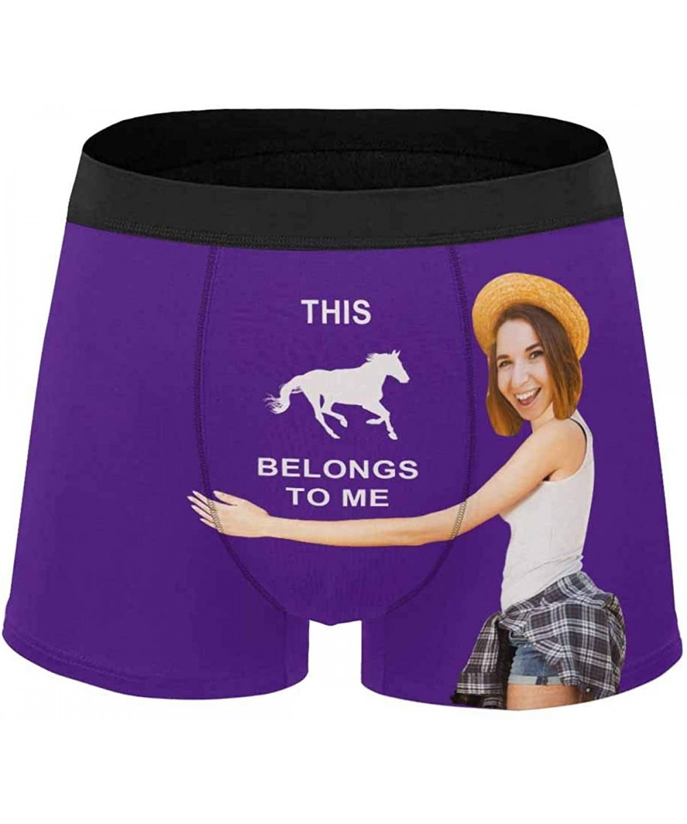 Boxer Briefs Custom Face Boxer Briefs for Man Briefs Panties Photo for Men Hug The Horse on Black - Type12 - CM19D8C5HI6