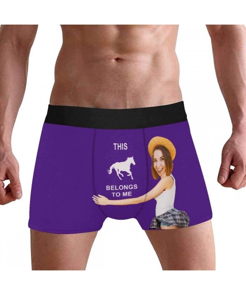 Boxer Briefs Custom Face Boxer Briefs for Man Briefs Panties Photo for Men Hug The Horse on Black - Type12 - CM19D8C5HI6