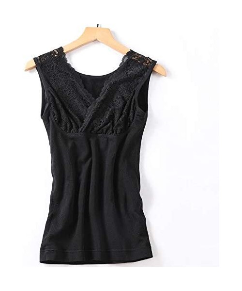 Thermal Underwear Woman Seamless Elastic Thermal Inner Wear Tank Underwear Seamless Elastic Vest - Black - CY192W0UAI7