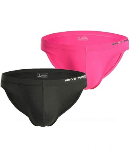 Bikinis Men's 2-Pack Nylon Contour Pouch Bikini Brief - Black/Pink - CD197X3AIMA