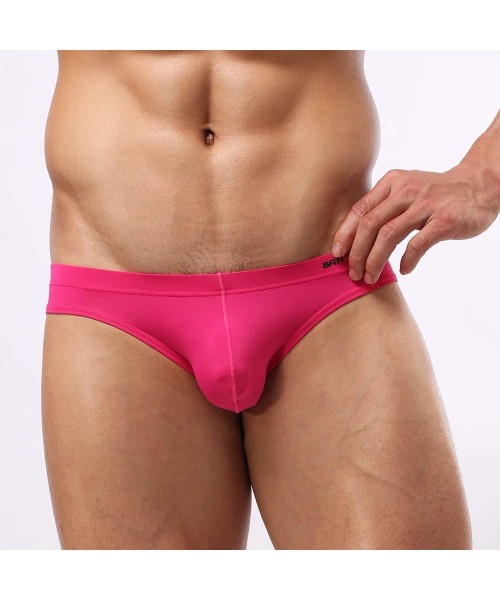 Bikinis Men's 2-Pack Nylon Contour Pouch Bikini Brief - Black/Pink - CD197X3AIMA