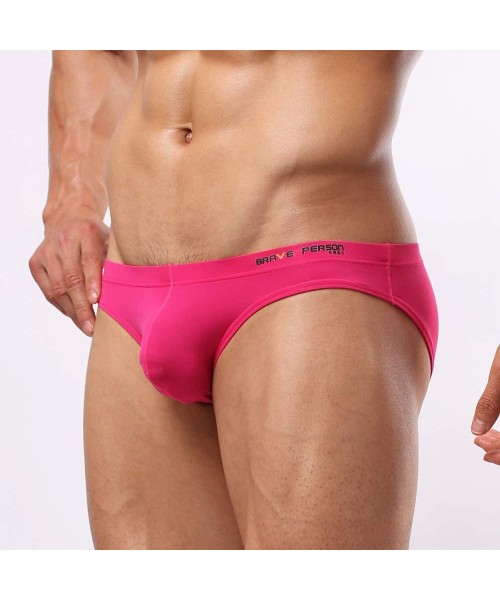 Bikinis Men's 2-Pack Nylon Contour Pouch Bikini Brief - Black/Pink - CD197X3AIMA