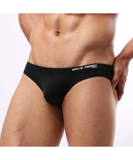 Bikinis Men's 2-Pack Nylon Contour Pouch Bikini Brief - Black/Pink - CD197X3AIMA