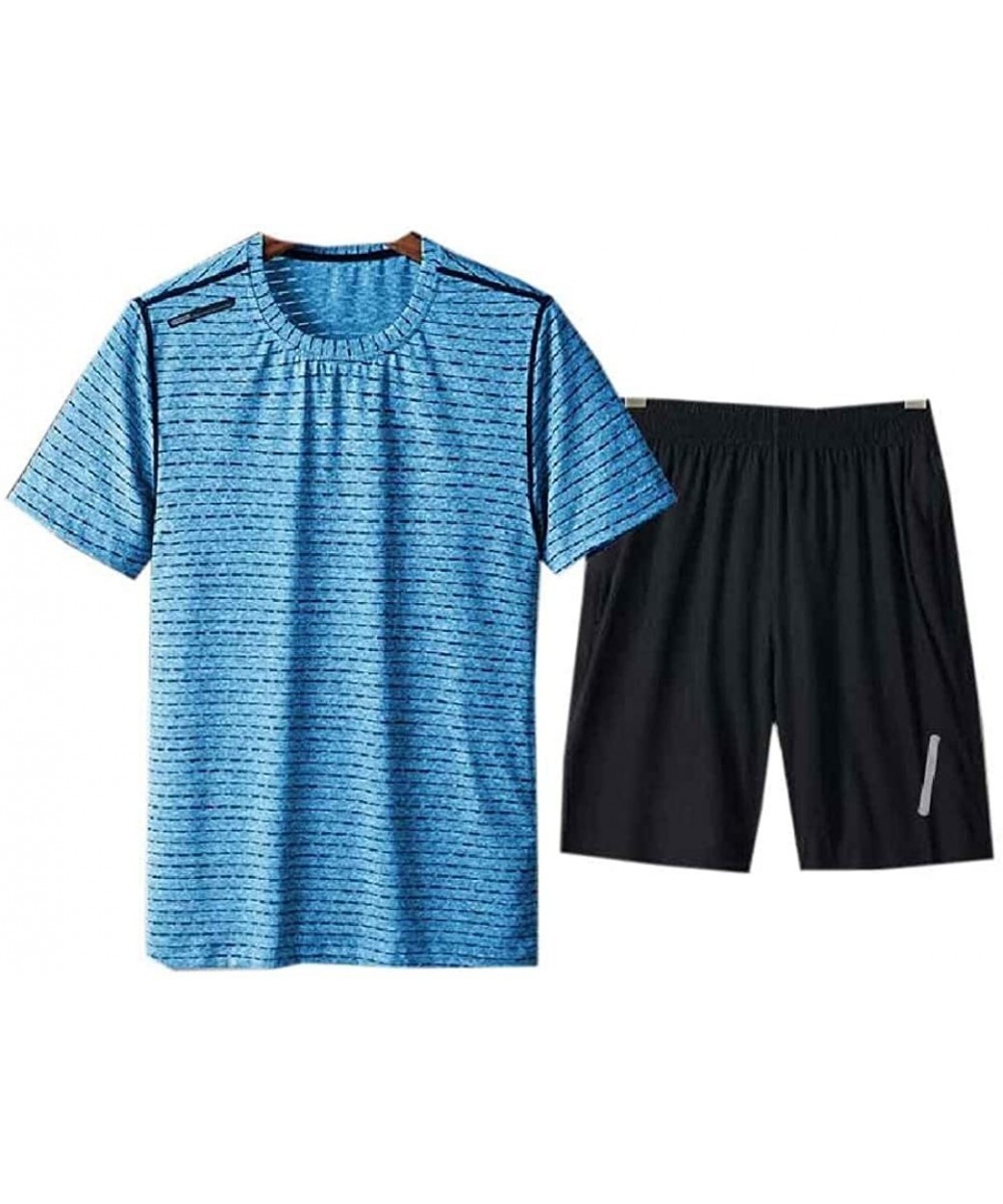 Sleep Sets Men Breathable Quick Dry 2 Piece Set O-Neck Short-Sleeve Pajamas - As9 - CJ199C6R8AT