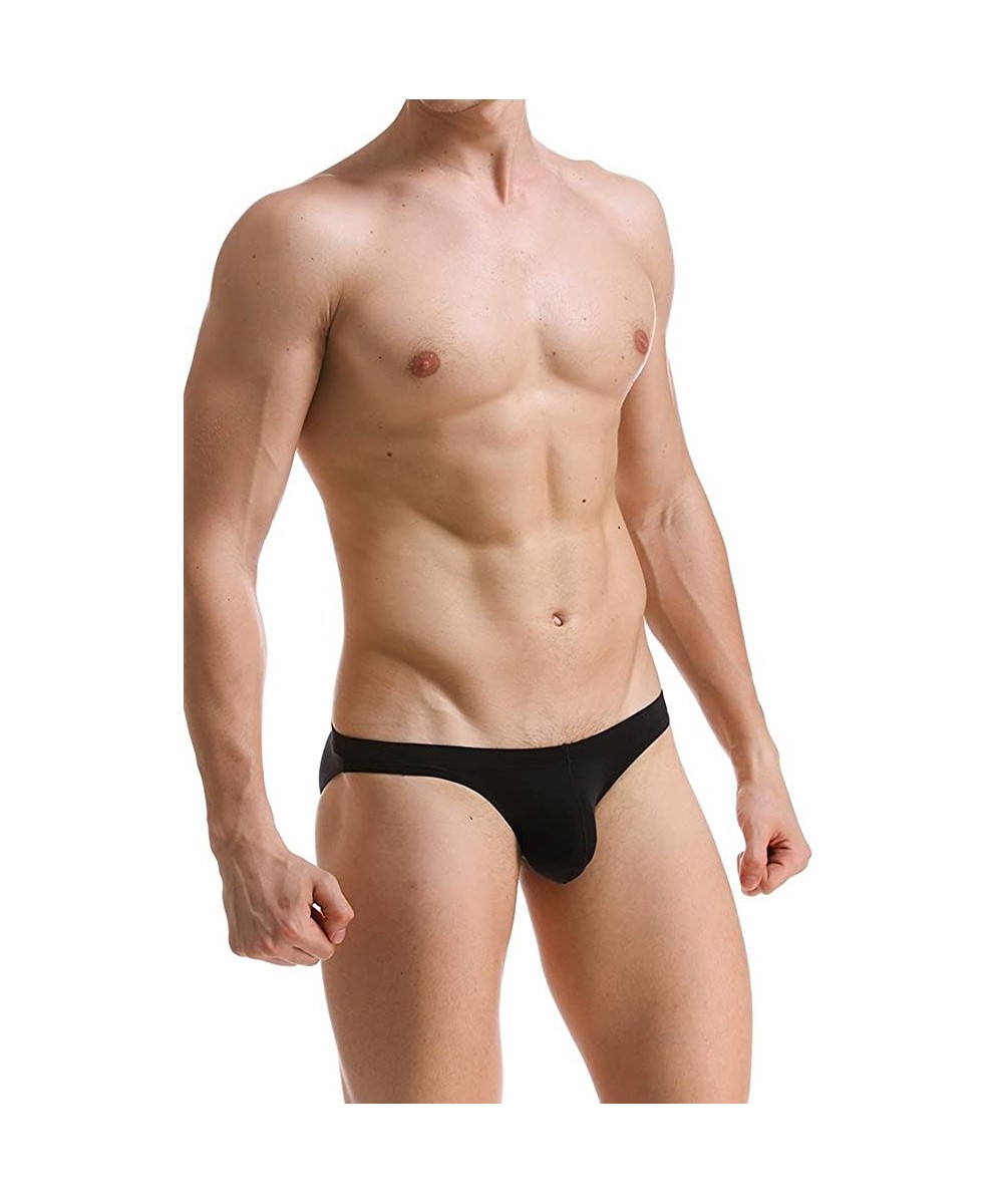 Briefs Men's Sexy Low Rise Breathable Briefs Underwear - Black - CD12JKR0VBD