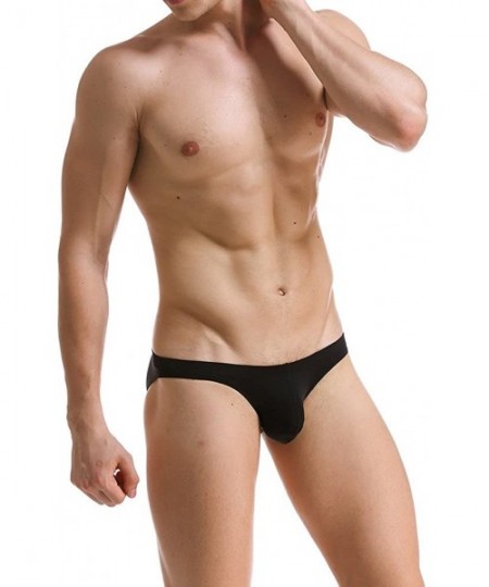 Briefs Men's Sexy Low Rise Breathable Briefs Underwear - Black - CD12JKR0VBD