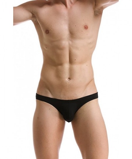 Briefs Men's Sexy Low Rise Breathable Briefs Underwear - Black - CD12JKR0VBD