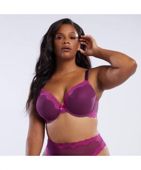 Bras Women's Curvy Mesh T-Shirt Bra - Dark Purple - CW18XDRYDLK