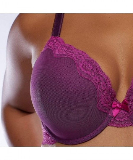 Bras Women's Curvy Mesh T-Shirt Bra - Dark Purple - CW18XDRYDLK