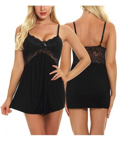 Nightgowns & Sleepshirts Women Sexy Modal Sleepwear Solid Nightwear V-Neck Slip Nightgown(S-2XL) - Style2-navy - C018NY82N6K