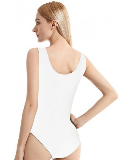 Shapewear Bodysuits for Women Sexy Stretchy Leotards Bodycon Jumpsuit Romper - Sleeveless Scoop Neck-white - CN1903C975A