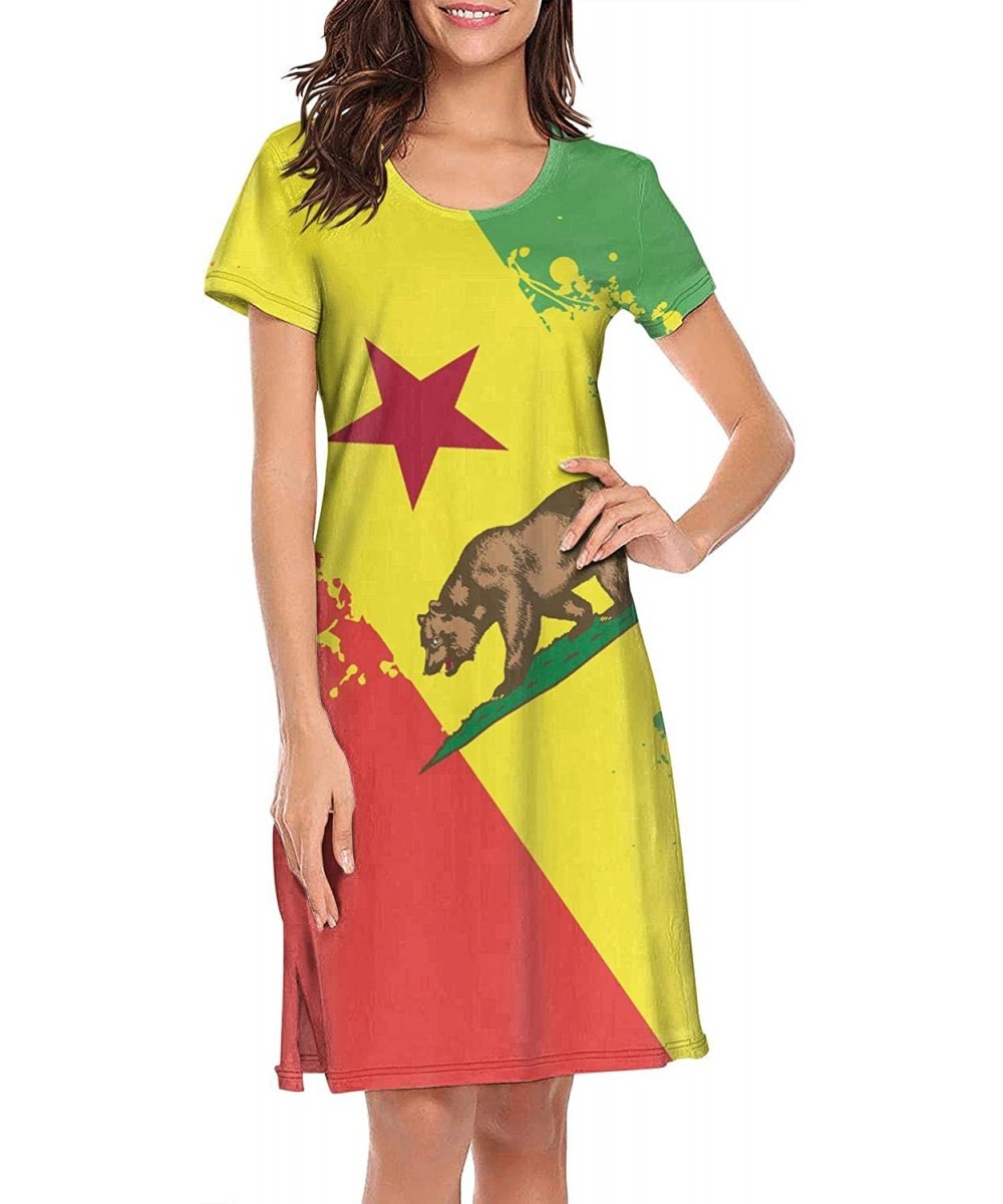 Nightgowns & Sleepshirts Women's Girls Crazy Nightgowns Nightdress Short Sleeve Sleepwear Cute Sleepdress - Rasta California ...