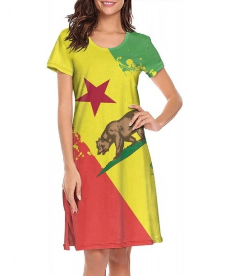 Nightgowns & Sleepshirts Women's Girls Crazy Nightgowns Nightdress Short Sleeve Sleepwear Cute Sleepdress - Rasta California ...