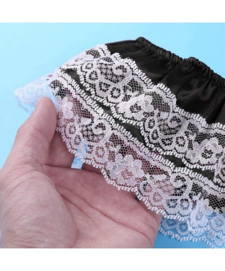 G-Strings & Thongs Men Lace Sissy Satin Panties Lace Frilly Skirted Thong Low Rise Underwear - Black - CC18S396ZR7