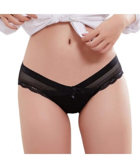 Bustiers & Corsets Womens Sexy Lace Panties Thong G-String Brief Underpant Women Lingerie M-XXL - Black - CR1947WHSRC