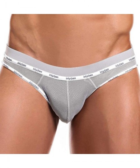 Bikinis Ero BikLow Rise High Cut Sexy Designer Mens Sheer Underwear - Grey - CG190AOLGS8