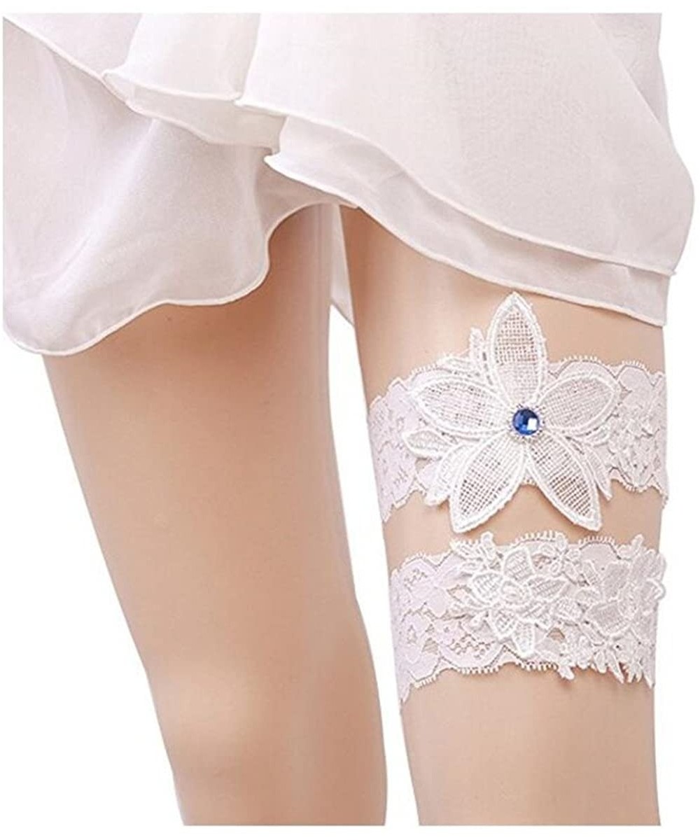 Garters & Garter Belts Rhinestones Lace Garter Wedding Garter Bridal Garter Belt Set - D - CS184Z9GUA4