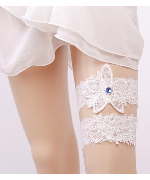 Garters & Garter Belts Rhinestones Lace Garter Wedding Garter Bridal Garter Belt Set - D - CS184Z9GUA4