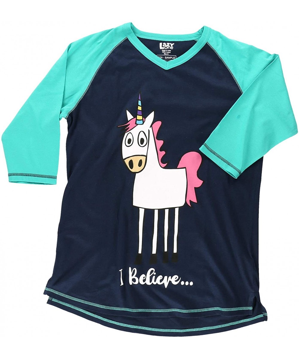 Tops Women's Leggings and Tees- Pajama Separates- Cozy Loungewear for Women - I Believe Unicorn Pajama Shirt - CN17YZW3QRK