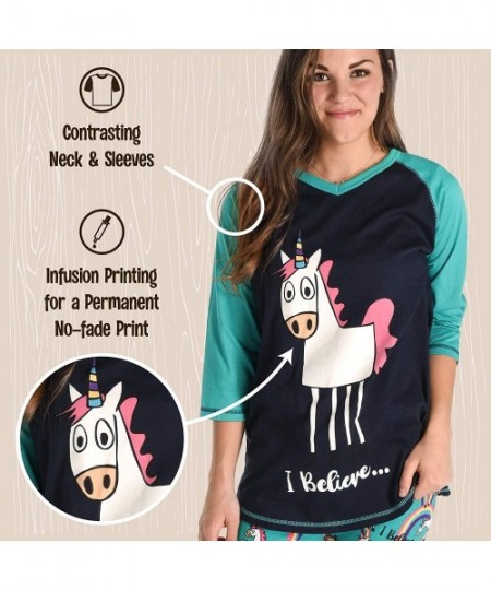 Tops Women's Leggings and Tees- Pajama Separates- Cozy Loungewear for Women - I Believe Unicorn Pajama Shirt - CN17YZW3QRK